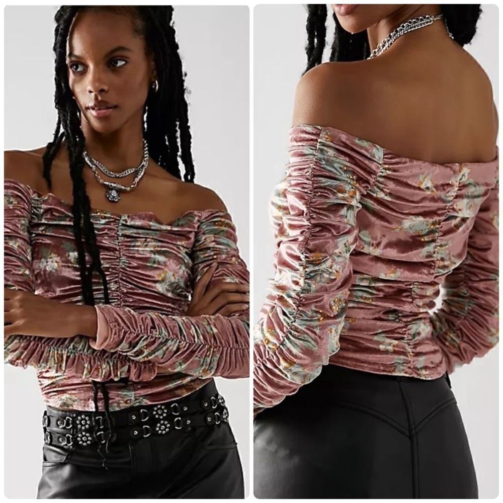 Free People - Reina Ruched Blouse in Pink